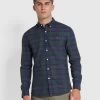 Farah Brewer Slim Fit Check Organic Cotton Oxford Shirt In Woodland Pine