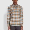Farah Brewer Slim Fit Organic Cotton Check Shirt In Vintage Orange -Farah f4wsb069 811 alt1