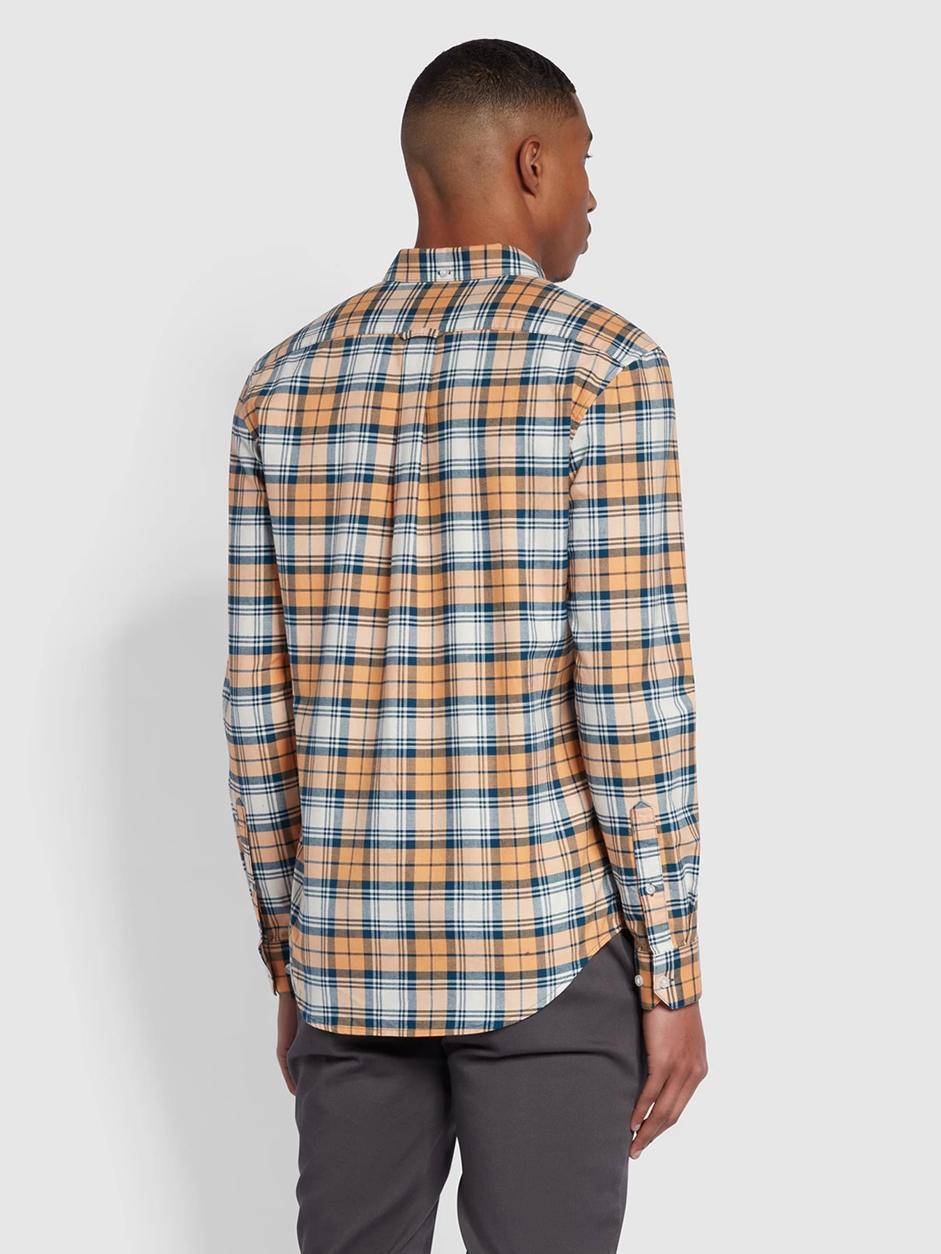 Farah Brewer Slim Fit Organic Cotton Check Shirt In Vintage Orange 6 Farah Brewer Slim Fit Organic Cotton Check Shirt In Vintage Orange - Image 4