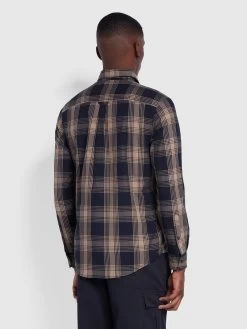 Farah Garner Casual Fit Organic Cotton Check Shirt In True Navy -Farah f4wsc039 412 alt2