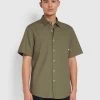 Farah Wolstencroft Organic Cotton Short Sleeve Shirt In Vintage Green 2 Farah Wolstencroft Organic Cotton Short Sleeve Shirt In Vintage Green -Farah f4wsc040 310 alt1