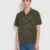 Farah Dana Casual Fit Short Sleeve Revere Surf Print Shirt In Evergreen