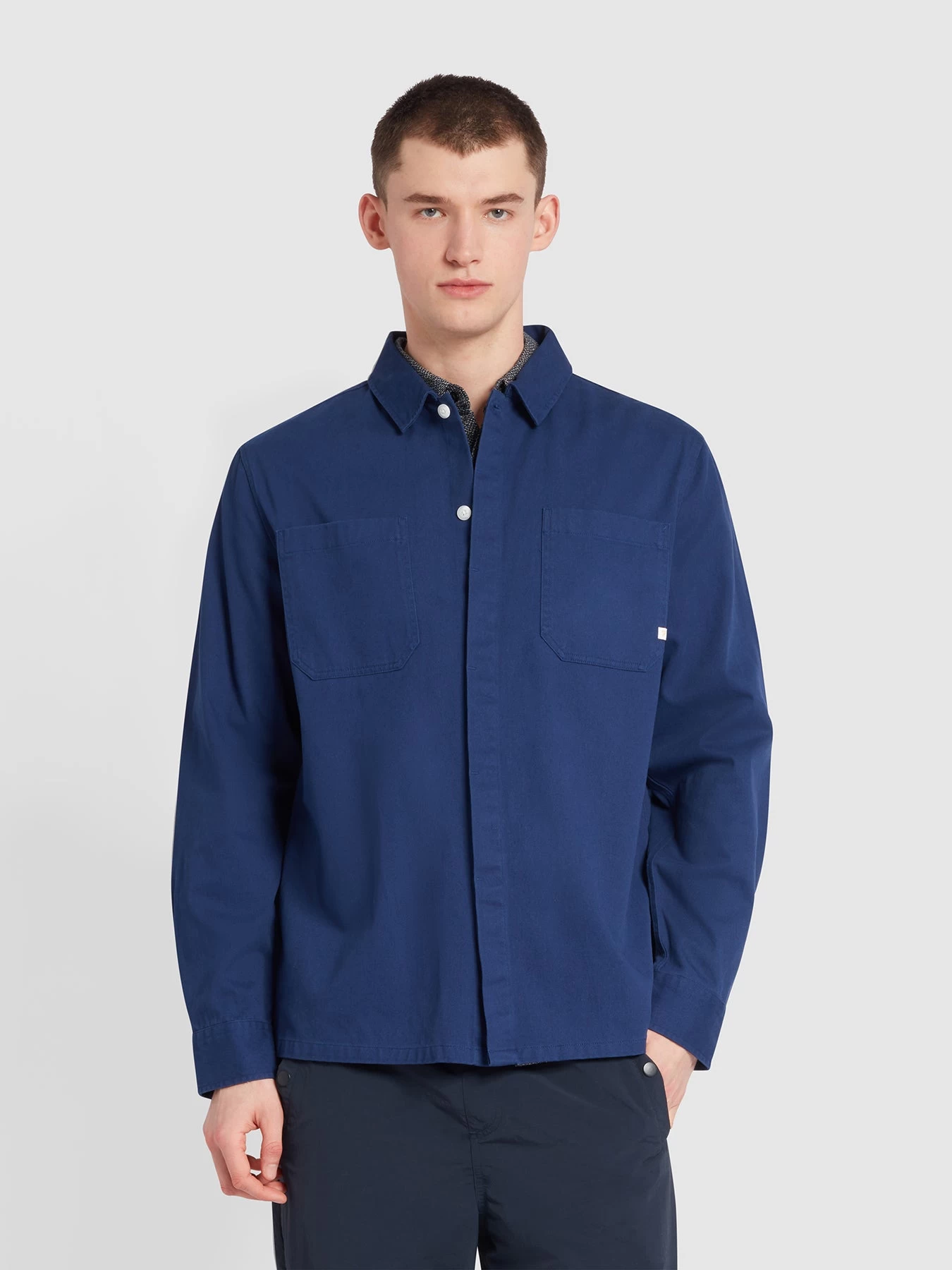Farah Leon Relaxed Fit Overshirt In Rich Indigo 6 Farah Leon Relaxed Fit Overshirt In Rich Indigo - Image 4