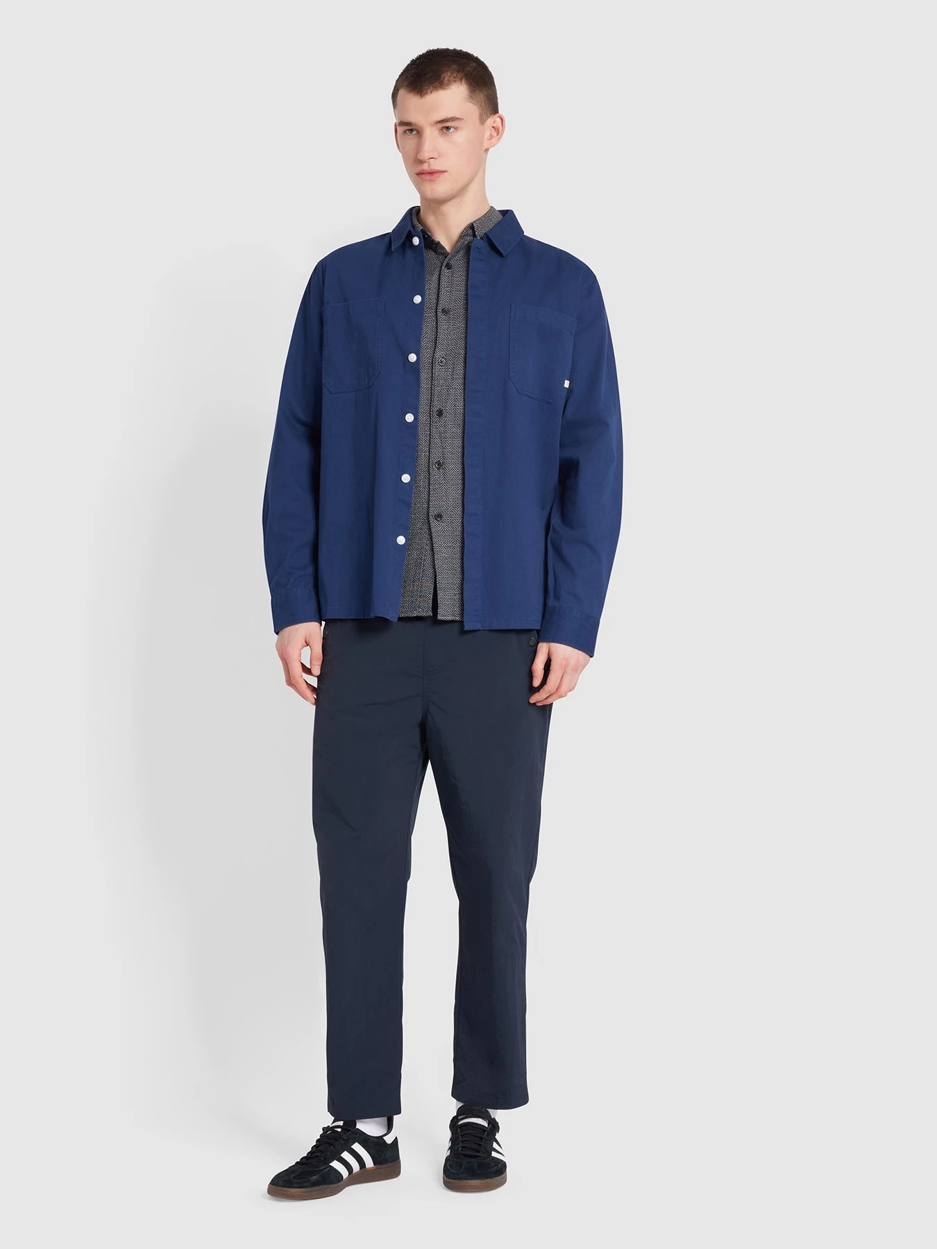 Farah Leon Relaxed Fit Overshirt In Rich Indigo 3 Farah Leon Relaxed Fit Overshirt In Rich Indigo