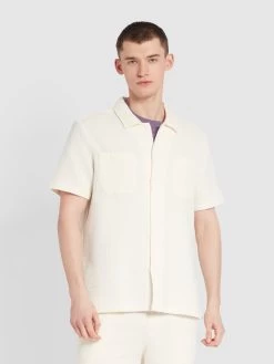 Farah Astro Short Sleeve Shirt In Ecru