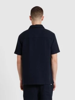 Farah Astro Short Sleeve Shirt In True Navy -Farah f4wse025 412 alt3