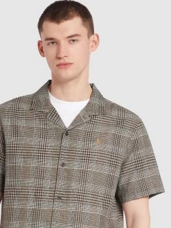Farah Yute Check Short Sleeve Shirt In True Khaki -Farah f4wse050 311 alt4