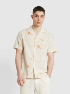 Farah Gabrielle Digital Print Short Sleeve Shirt In Fog