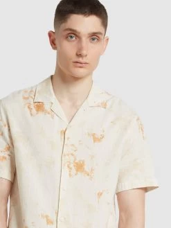 Farah Gabrielle Digital Print Short Sleeve Shirt In Fog -Farah f4wse052 151 alt4