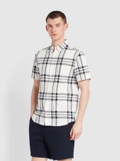 Farah Kele Check Short Sleeve Shirt In Ecru