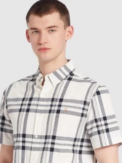 Farah Kele Check Short Sleeve Shirt In Ecru -Farah f4wse053 280 alt4
