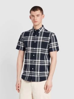 Farah Kele Check Short Sleeve Shirt In True Navy
