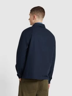Farah Firmin Relaxed Fit Organic Cotton Long Sleeve Shirt In True Navy -Farah f4wse056 412 alt3