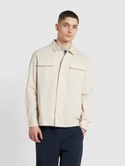 Farah Kelly Relaxed Fit Long Sleeve Shirt In Fog