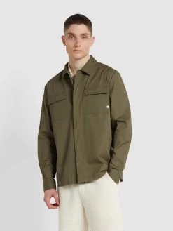 Farah Kelly Relaxed Fit Long Sleeve Shirt In Vintage Green