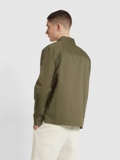 Farah Kelly Relaxed Fit Long Sleeve Shirt In Vintage Green -Farah f4wse066 310 alt3