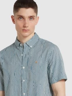 Farah Blige Print Short Sleeve Shirt In Croft Green -Farah f4wse075 377 alt4