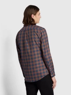 Farah Fraser Button Down Check Organic Cotton Shirt In Sailor Blue -Farah fj7fgiiax745ghlypuco
