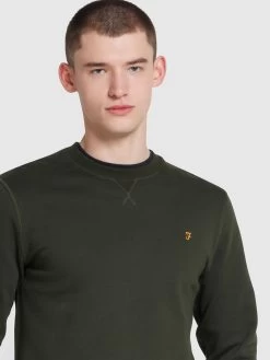 Farah Tim Organic Cotton Crew Neck Sweatshirt In Evergreen -Farah fypszozwbrg5zi41nqq8