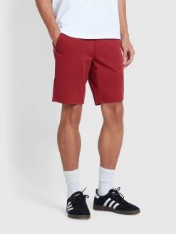 Farah Hawk Short Garment Dye Twill Shorts In Clay Red