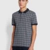 Farah Hunningale Slim Fit Check Polo Shirt In Grey Marl