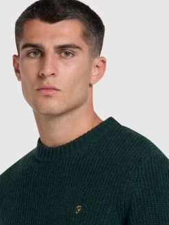 Farah Hayes Tipped Crew Neck Jumper In Botanic Green -Farah gsn3nrucfrnq0mqhcspz