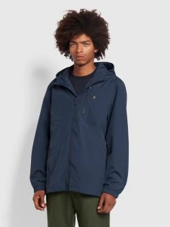 Farah Westchester Recycled Regular Fit Hooded Jacket In True Navy