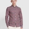 Farah Fraser Slim Fit Check Long Sleeve Shirt In Clay Red
