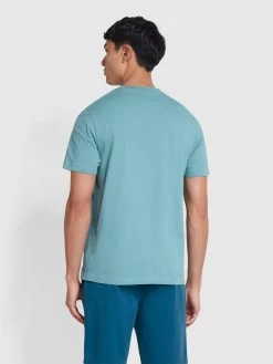 Farah Danny Regular Fit Organic Cotton T-Shirt In Brook Blue -Farah hezpx5vt6ph1nm7uuhxo