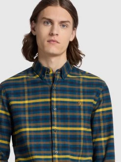 Farah Chambers Casual Fit Long Sleeve Check Shirt In Sailor Blue -Farah hf09eyxitpwhqhmh4qbs