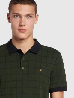 Farah Hunningale Slim Fit Check Organic Cotton Polo Shirt In Evergreen -Farah hfvuq0zftmklanwqnyhz