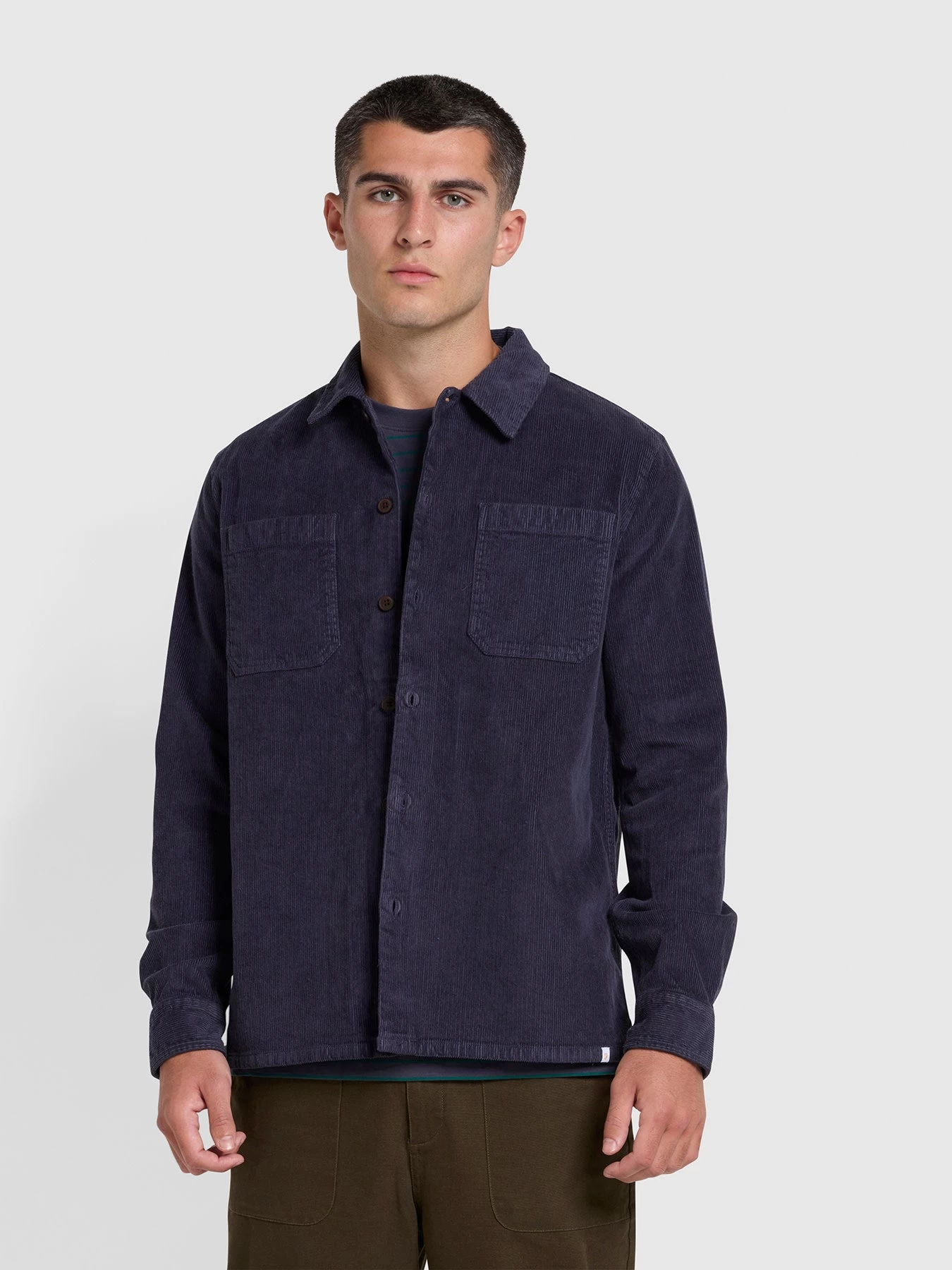 Farah Kitner Relaxed Fit Corduroy Overshirt In Liquorice Blue 3 Farah Kitner Relaxed Fit Corduroy Overshirt In Liquorice Blue