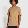 Farah Alexander Regular Fit Organic Cotton Circular T-Shirt In Beige -Farah hrwkcmpasd480w6hkbg0