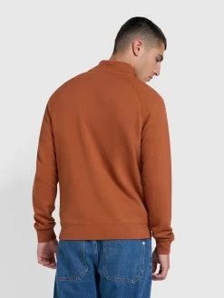 Farah Jim Quarter Zip Sweatshirt In Teak -Farah hycddove7q0fn2ja2oud