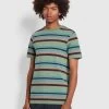 Farah Nash Regular Fit Striped Organic Cotton T-Shirt In Green Aloe -Farah hyve1epu6jjeuca2kaef