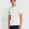 Farah Forster Textured Polo Shirt In Ecru