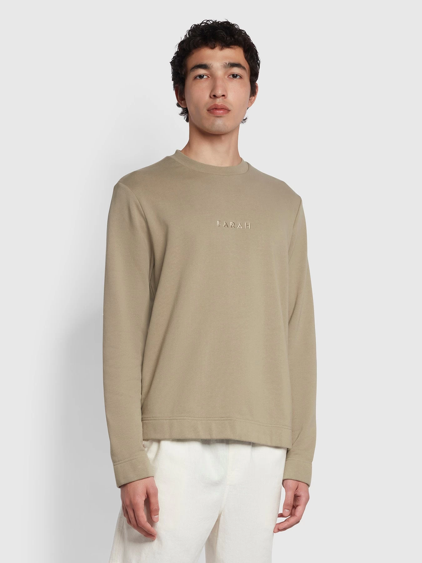 Farah Cave Organic Cotton Crew Neck Sweatshirt In Smoky Brown 3 Farah Cave Organic Cotton Crew Neck Sweatshirt In Smoky Brown