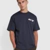 Farah Guy Graphic Relaxed Fit Organic Cotton T-Shirt In True Navy
