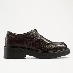 Lace Up Croc-Effect Moccasin