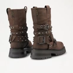 Square Toe Hardware Biker Boot -Farah images 742