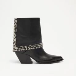 Studded Mid-Calf Ankle Boot