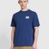 Damon Farah Logo Print T-Shirt In Rich Indigo