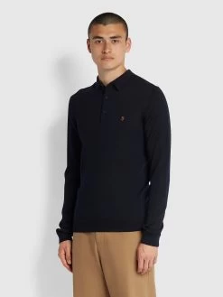 Farah Glenarm Slim Fit Polo Jumper In True Navy