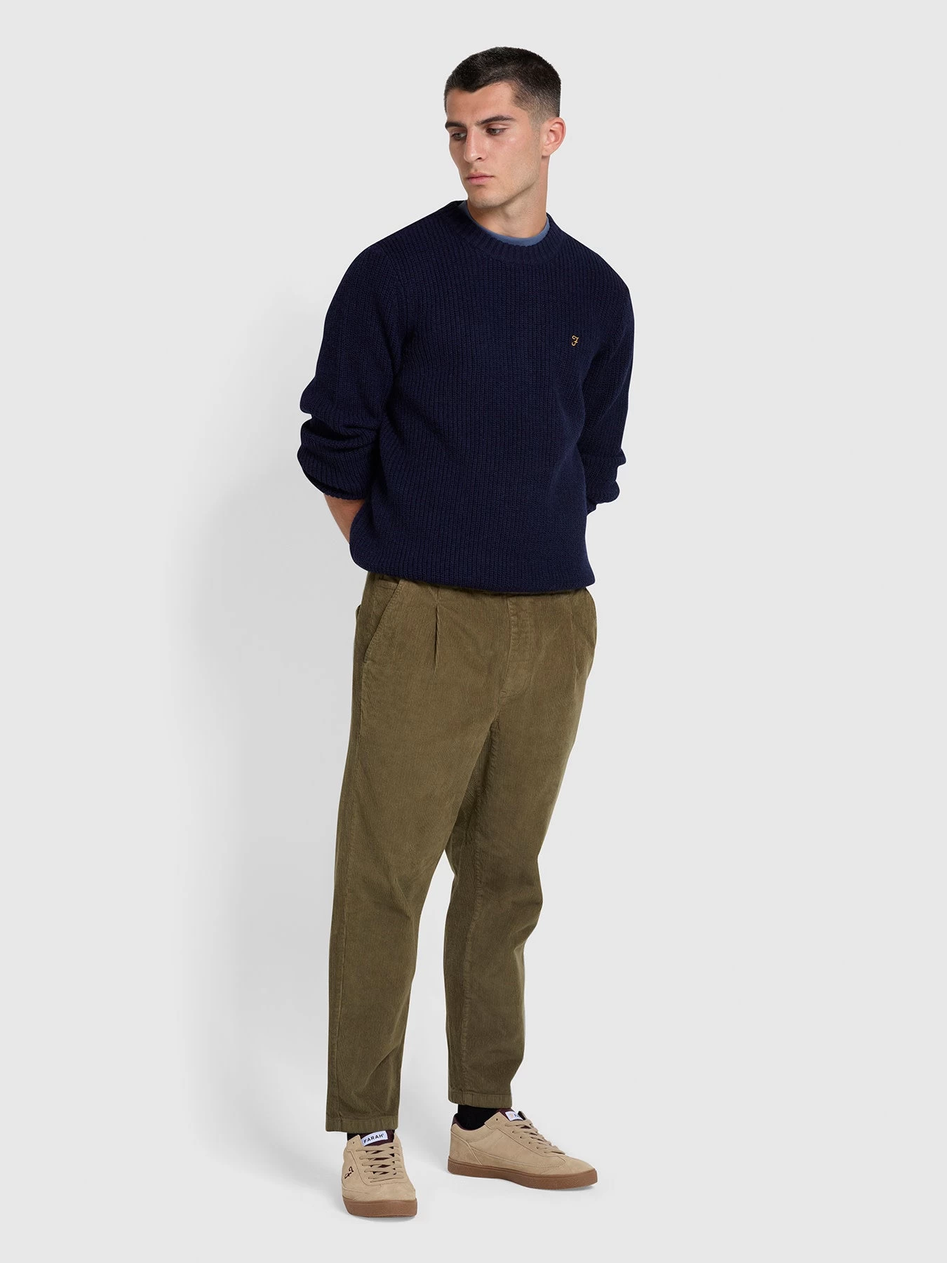 Farah Hayes Tipped Crew Neck Jumper In True Navy 4 Farah Hayes Tipped Crew Neck Jumper In True Navy - Image 2