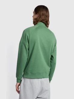 Farah Jim Slim Fit Organic Cotton Quarter Zip Sweatshirt In Wreath Green -Farah jqpc5nh5bxkuko1gosic