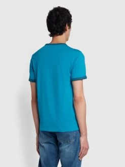 Farah Groves Regular Fit Organic Cotton Ringer T-Shirt In Blue Opal -Farah jttgtqjqadessnavgw1z