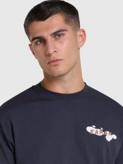 Farah Guy Graphic Relaxed Fit Organic Cotton T-Shirt In True Navy -Farah juhqm83xnon1gfgnq9pv
