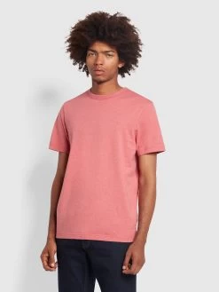 Farah Danny Regular Fit Organic Cotton T-Shirt In Dark Rose Marl
