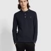 Farah Blanes Organic Cotton Long Sleeve Polo Shirt In True Navy -Farah jz3ahewmh0zcwhfta0gu