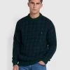 Farah Mossmun Check Crew Neck Jumper In Botanic Green -Farah kghzelcyn8fhu8mzyeq9